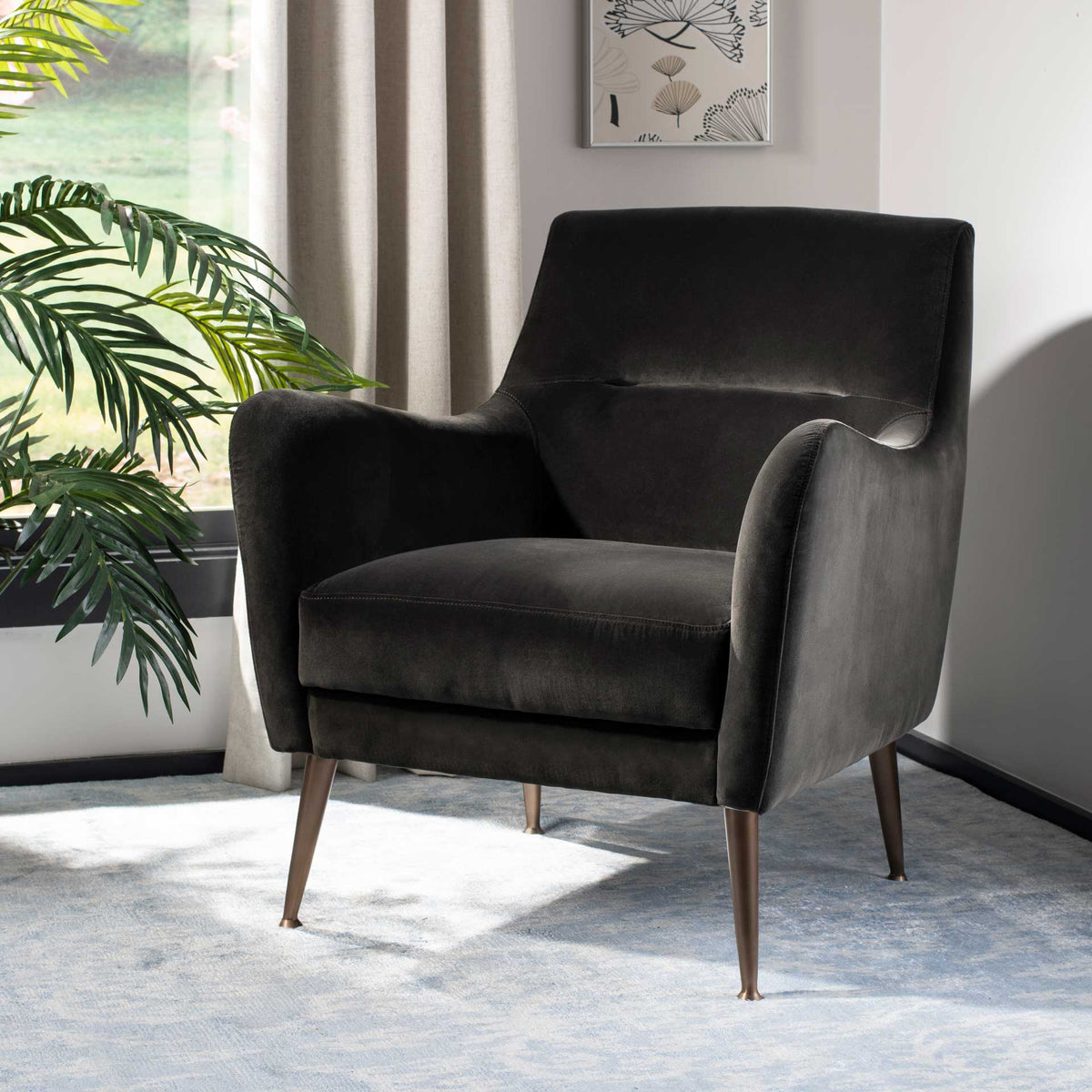 Ronald Velvet Arm Chair Giotto Shale