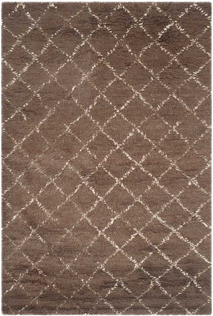 Soft gray-brown rug with crisscross ivory lines and subtle tonal variation