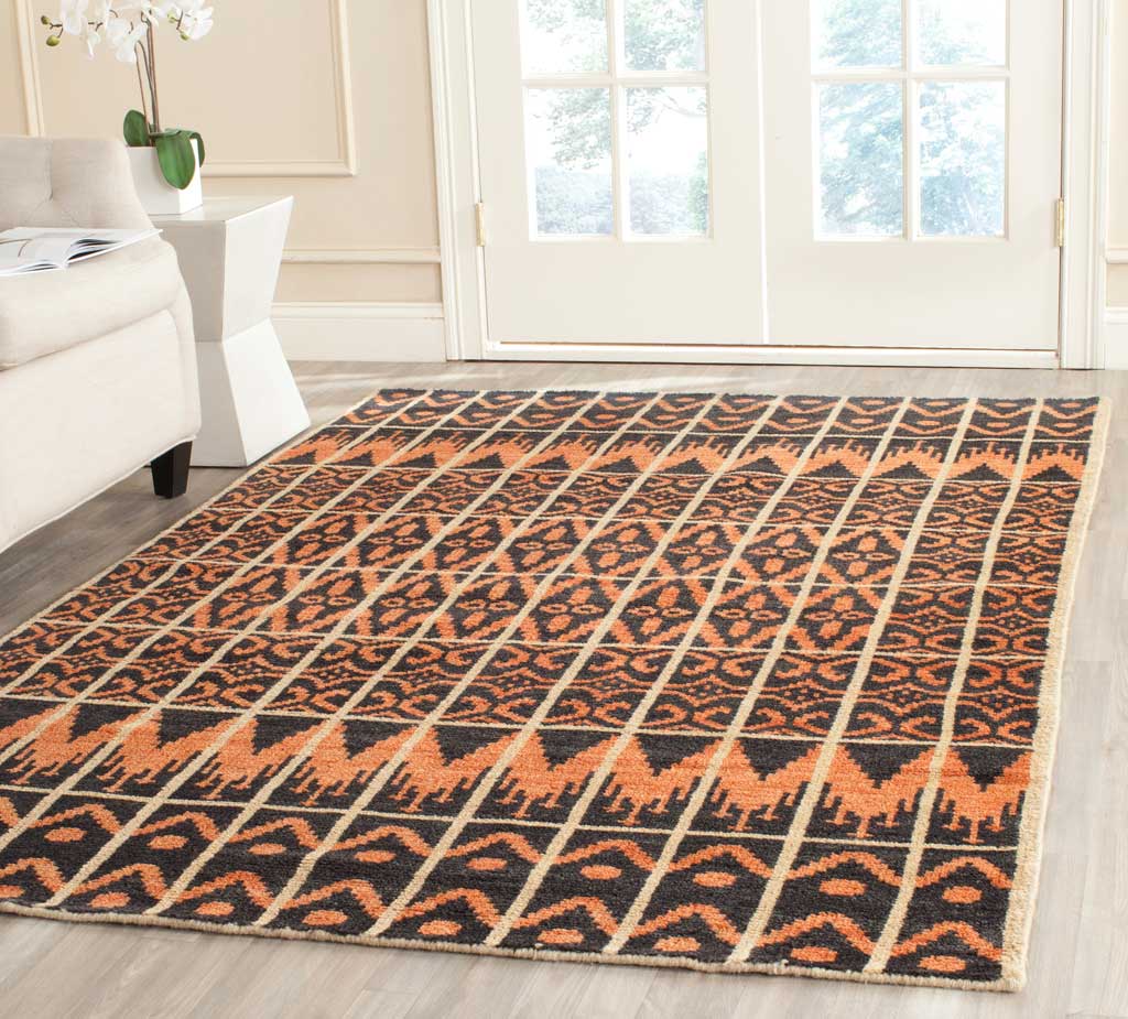 Kenya Orange/Black Area Rug - Froy.com