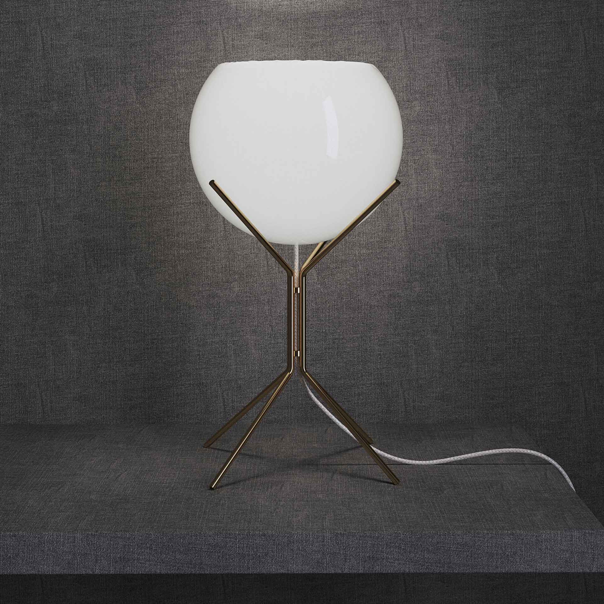 Cambridge Table Lamp White Glass/Brass