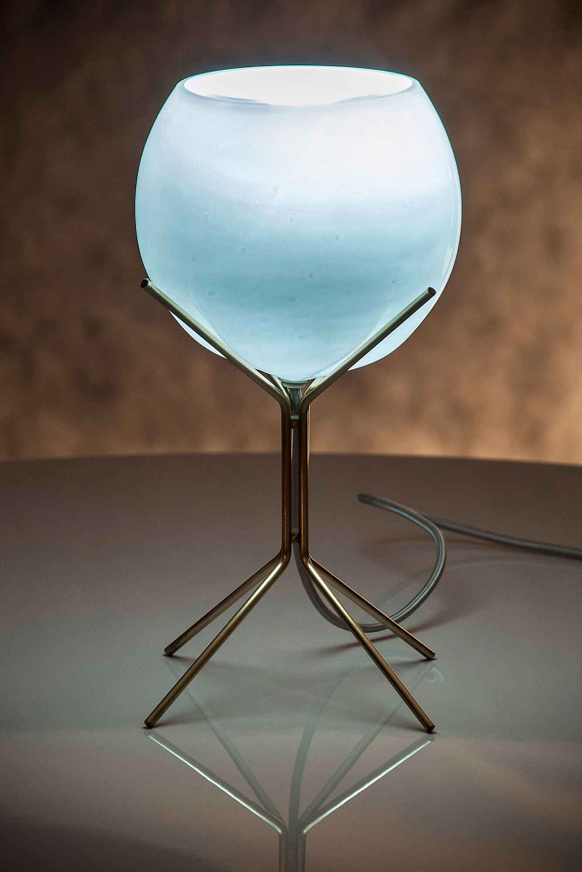 Cambridge Table Lamp White Glass/Brass