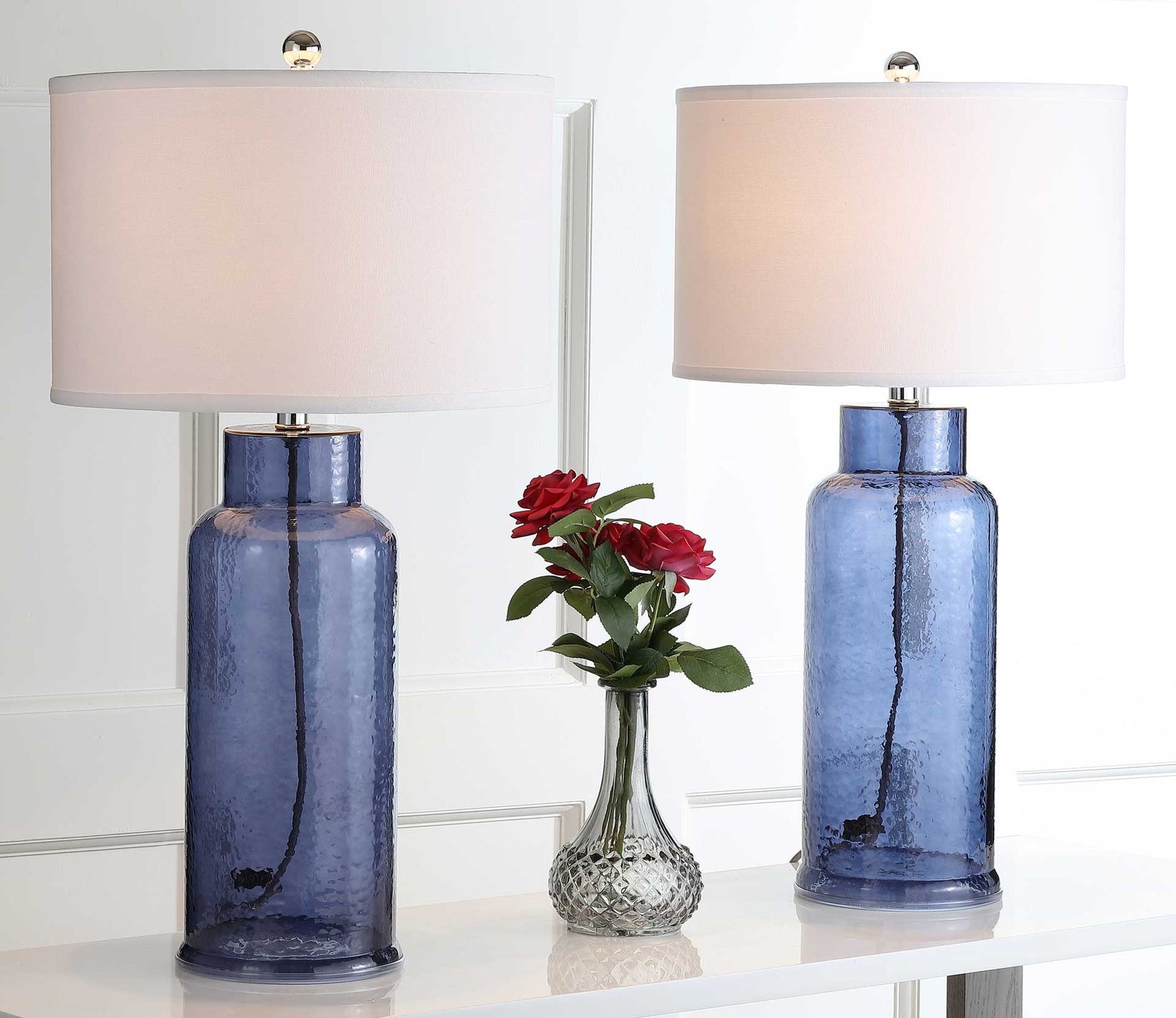 Bottle Glass Table Lamp Blue Set of 2 Froy