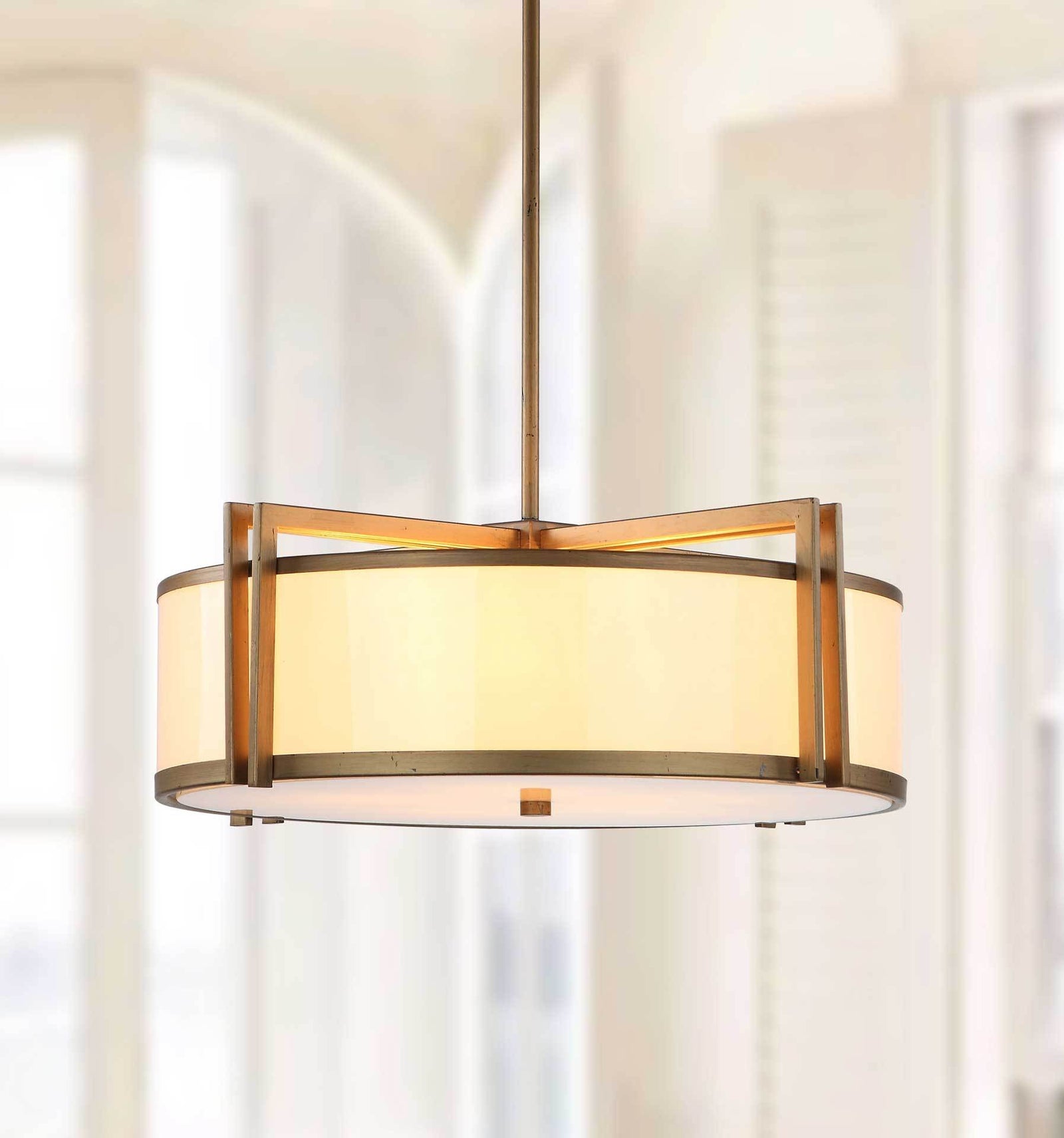 Oren Antique Gold Drum Adjustable Pendant Light