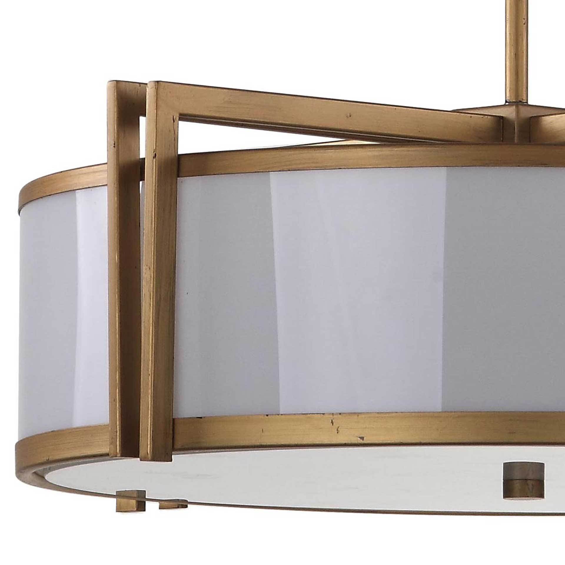Oren Antique Gold Drum Adjustable Pendant Light