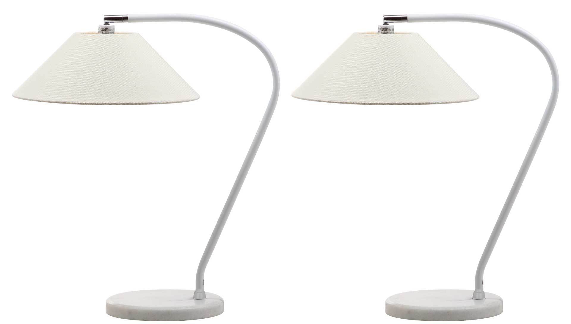 Lydia Mini Arc Table Lamp White (Set of 2)