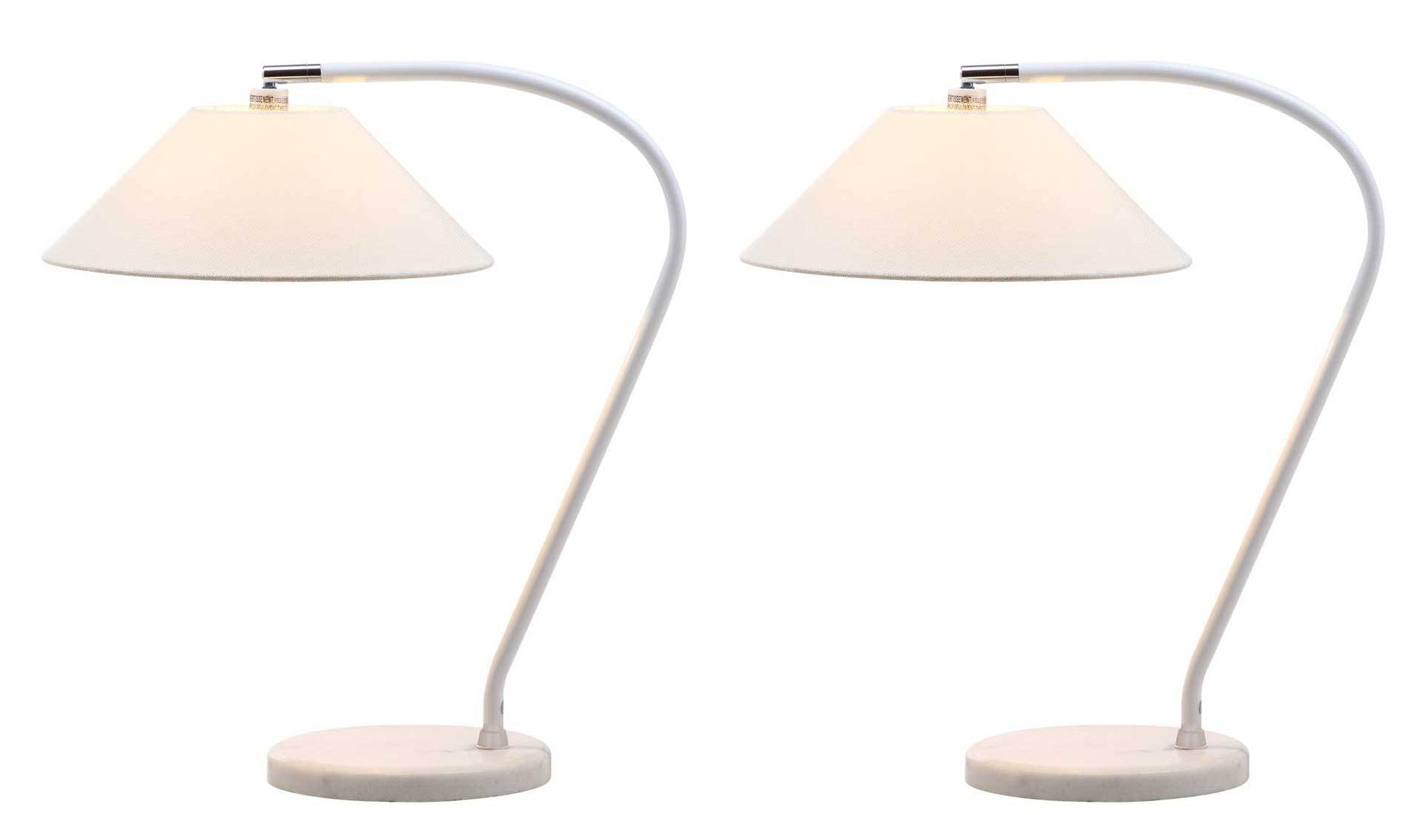 Lydia Mini Arc Table Lamp White (Set of 2)