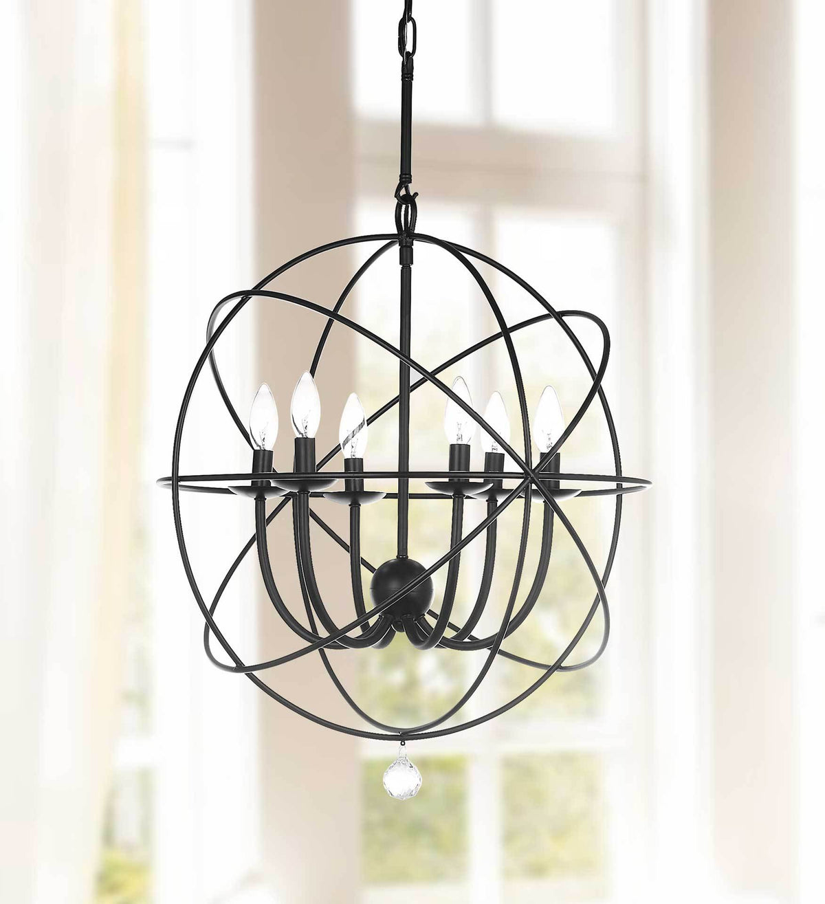 Everett Adjustable Chandelier Black