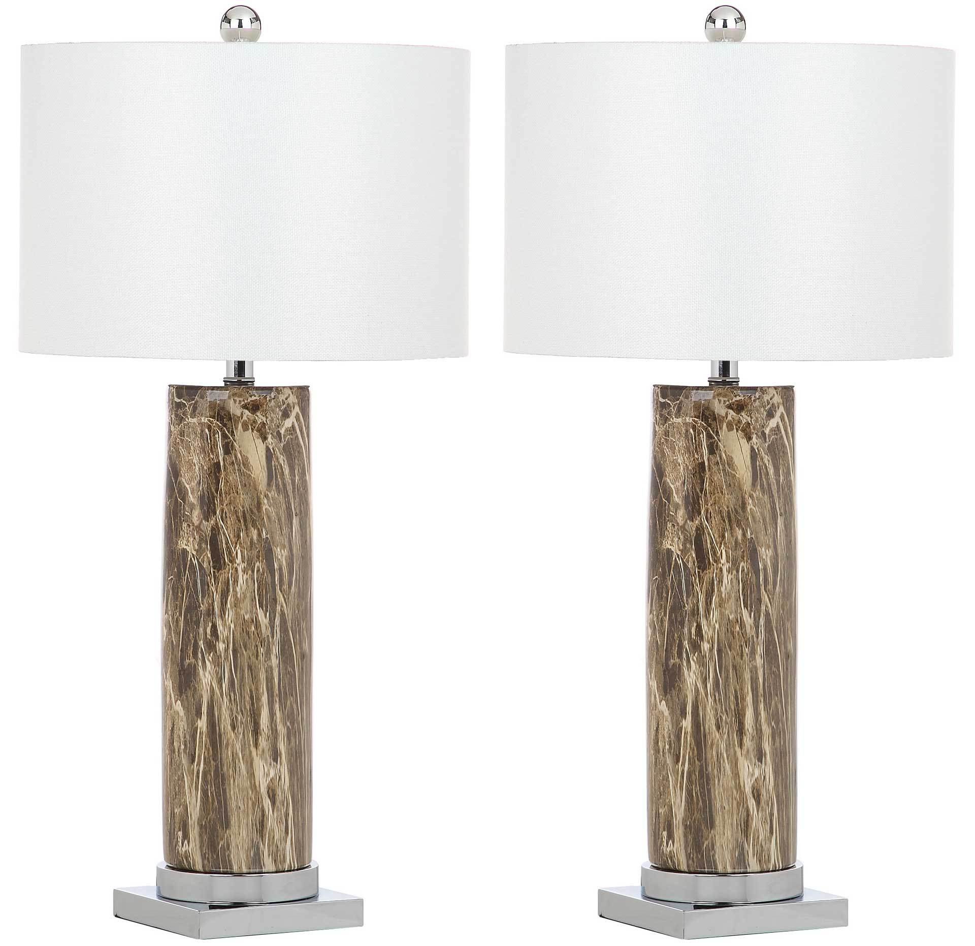 Sofia Faux Marble Table Lamp Brown (Set of 2)