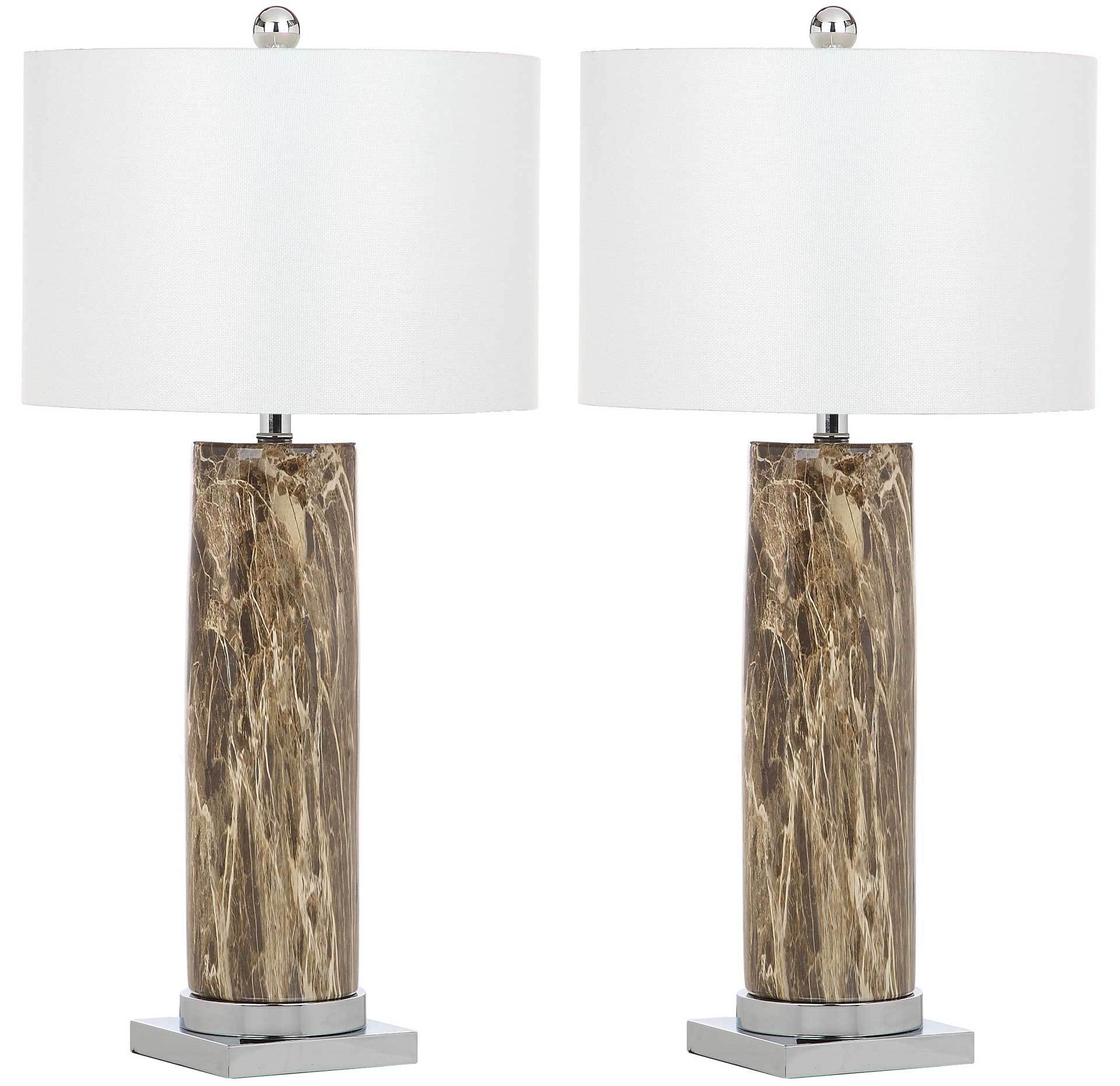 Sofia Faux Marble Table Lamp Brown (Set of 2) - Froy.com