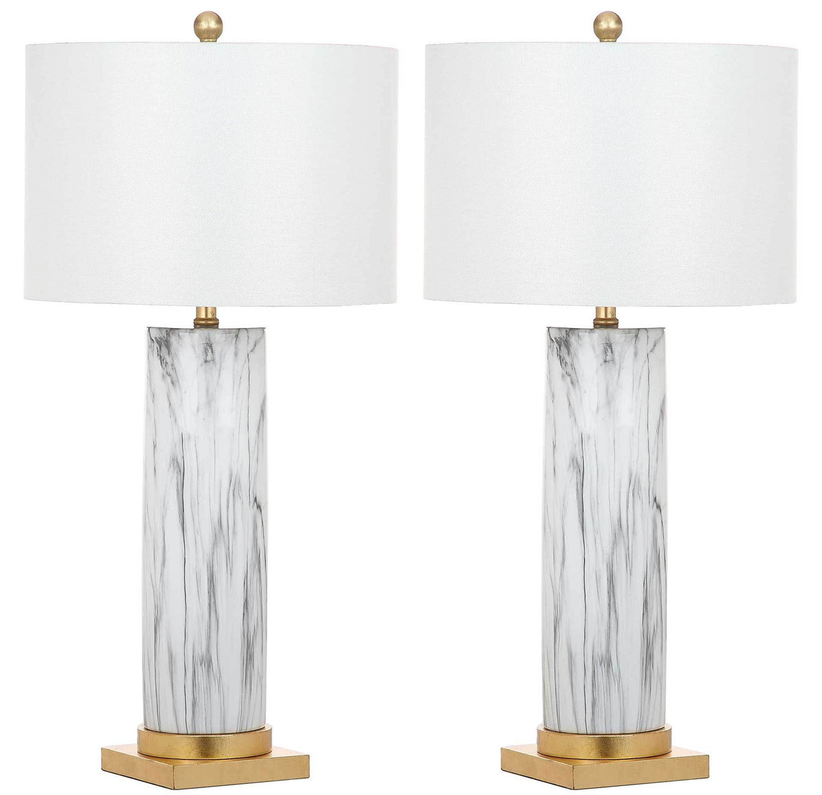 Sofia Faux Marble Table Lamp Black/White (Set of 2)