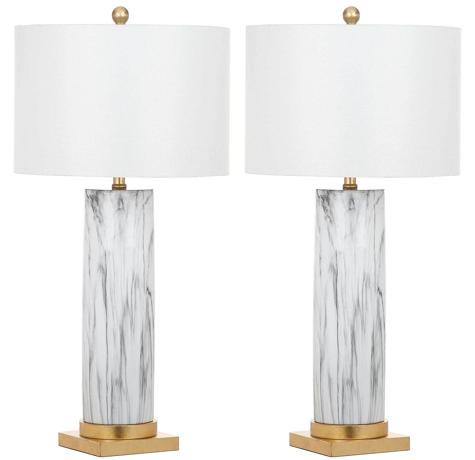 Sofia Faux Marble Table Lamp Black/White (Set of 2)