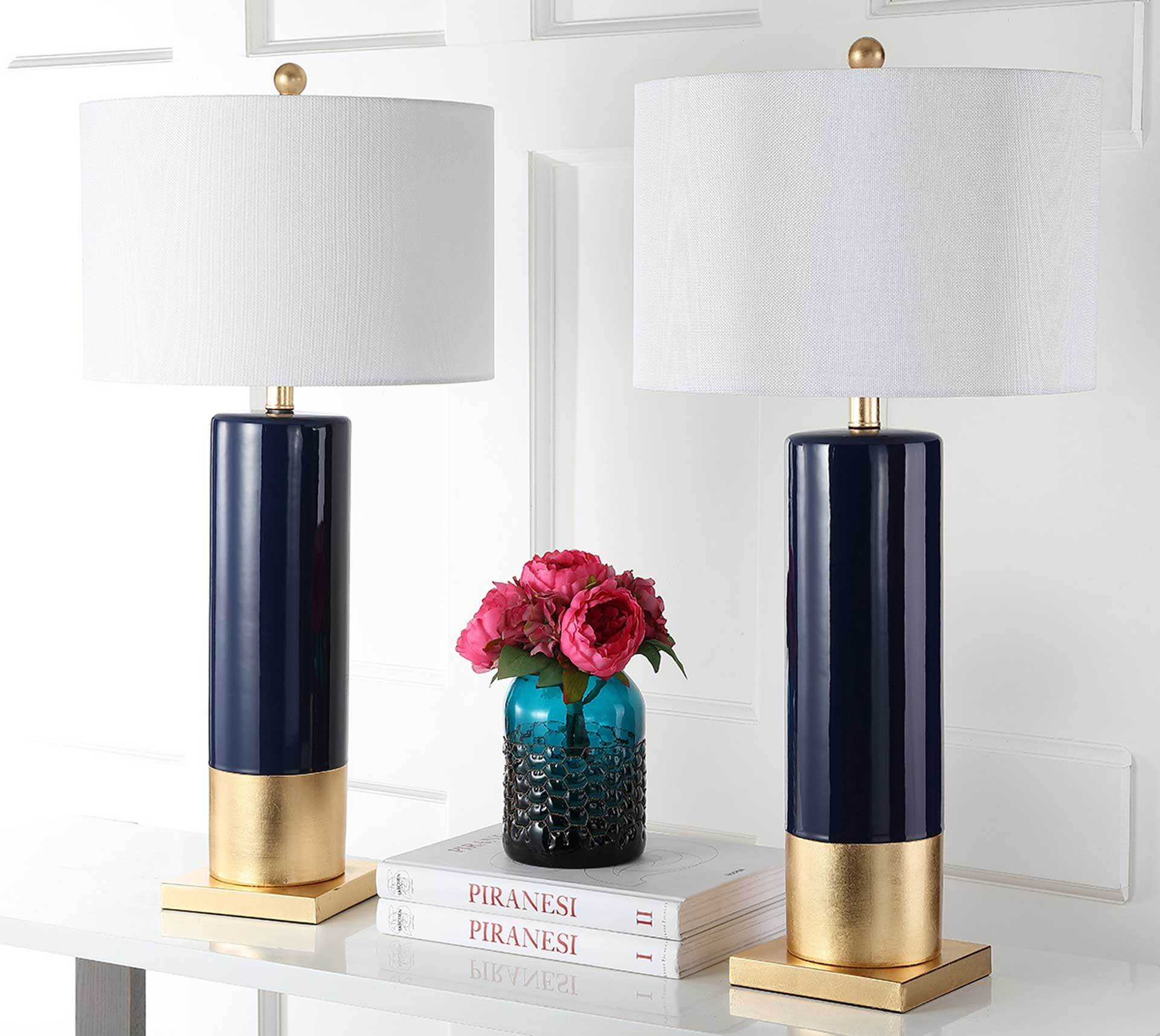 Dominic Table Lamp Navy/Gold (Set of 2)