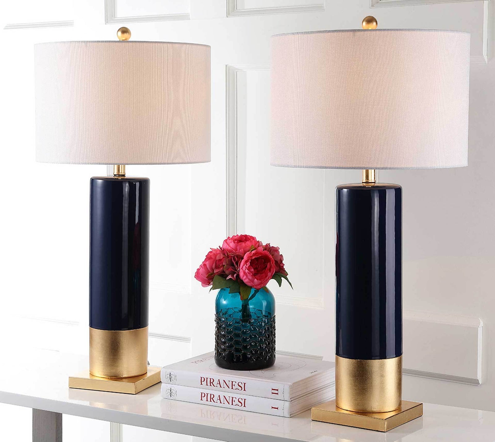 Dominic Table Lamp Navy/Gold (Set of 2)