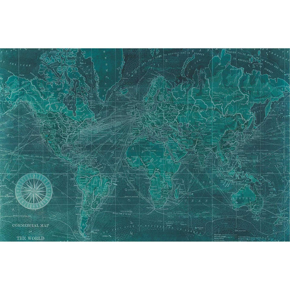 Custom Azure World Map Print