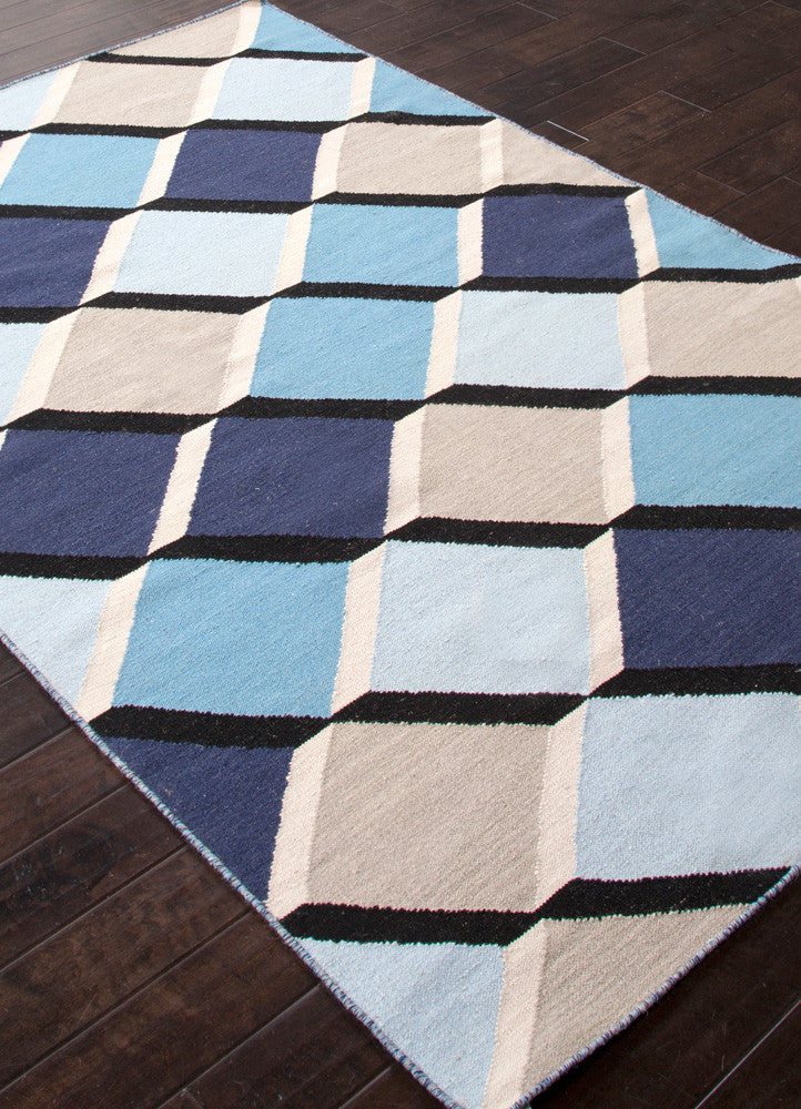 En Casa Harlequin Cube Deep Navy/Ocean Blue Area Rug