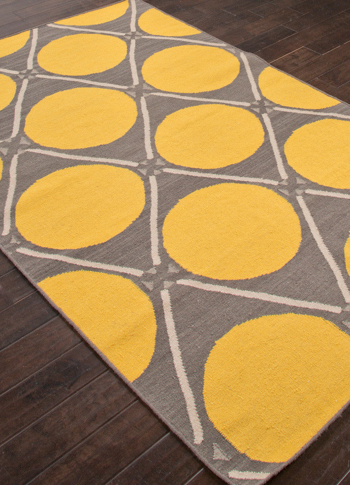 En Casa Grid Dot Liquorice/Yellow Area Rug