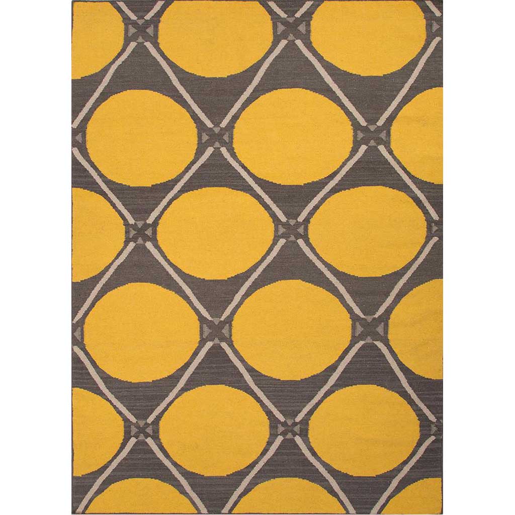 En Casa Grid Dot Liquorice/Yellow Area Rug