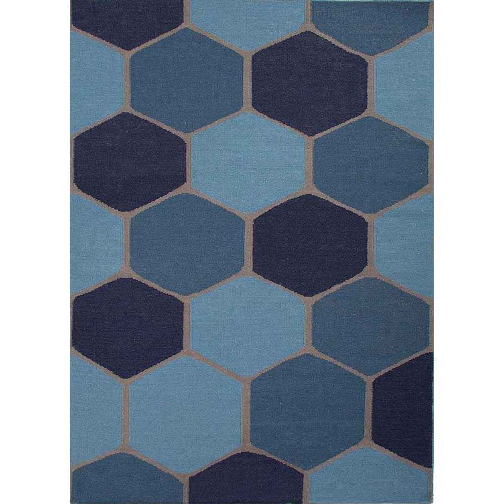 En Casa Beehive Ocean Blue/Deep Navy Area Rug