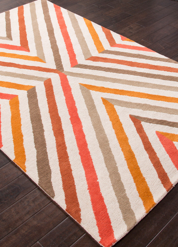 En Casa Cornered White/Poppy Area Rug