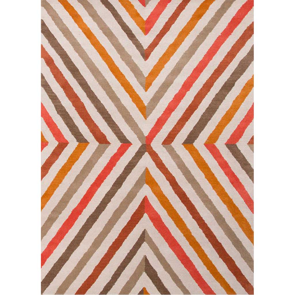 En Casa Cornered White/Poppy Area Rug