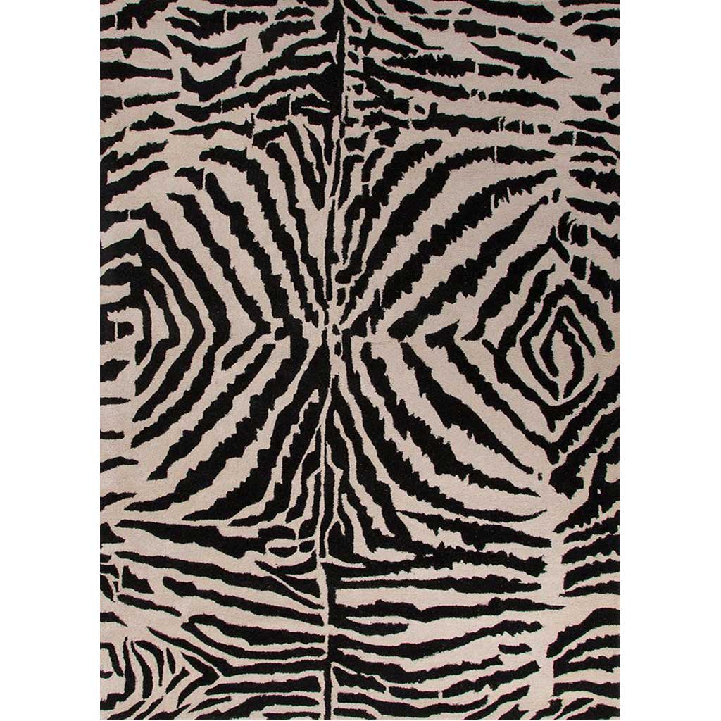 En Casa Zebra Ikat Dark Ivory/Ebony Area Rug