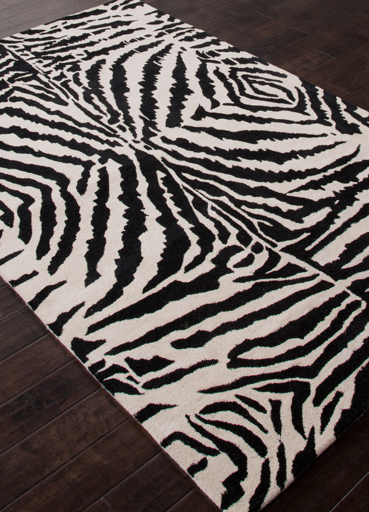 En Casa Zebra Ikat Dark Ivory/Ebony Area Rug