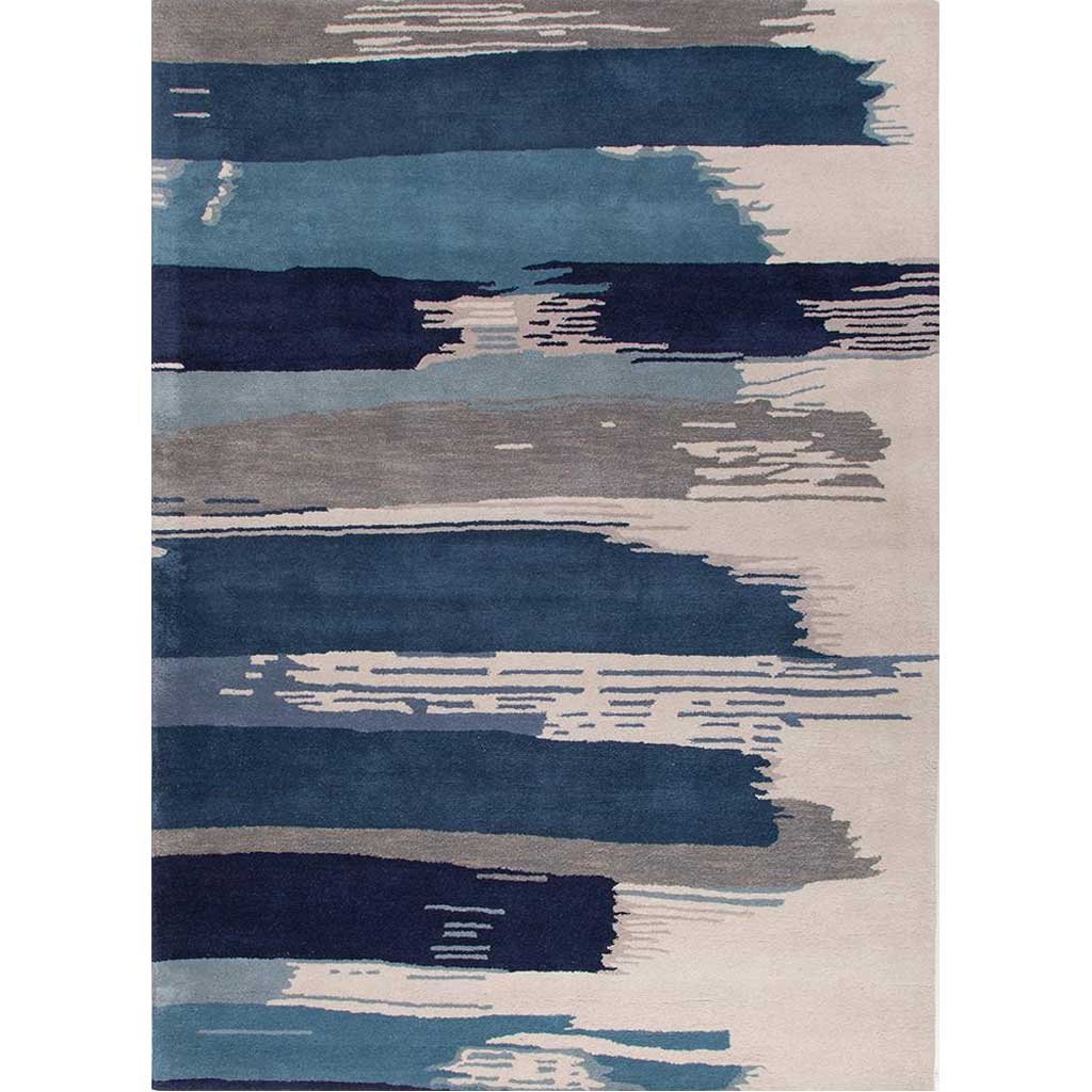 En Casa Painterly White/Dark Denim Area Rug