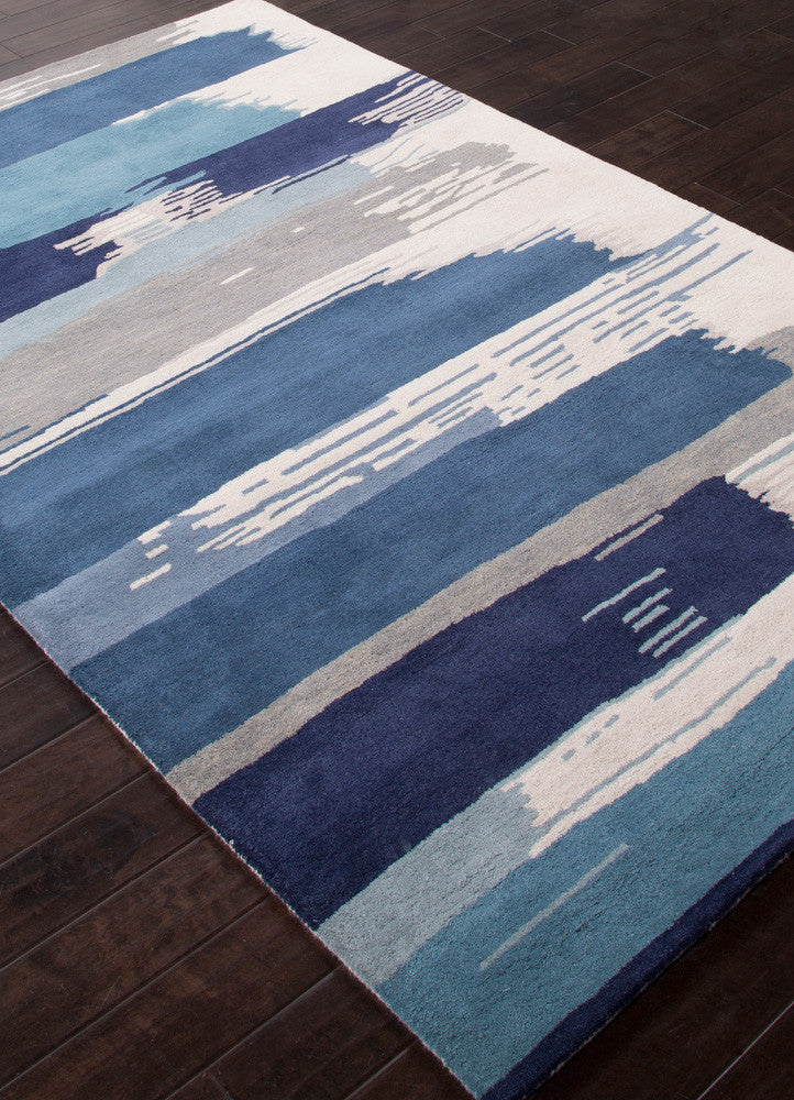 En Casa Painterly White/Dark Denim Area Rug