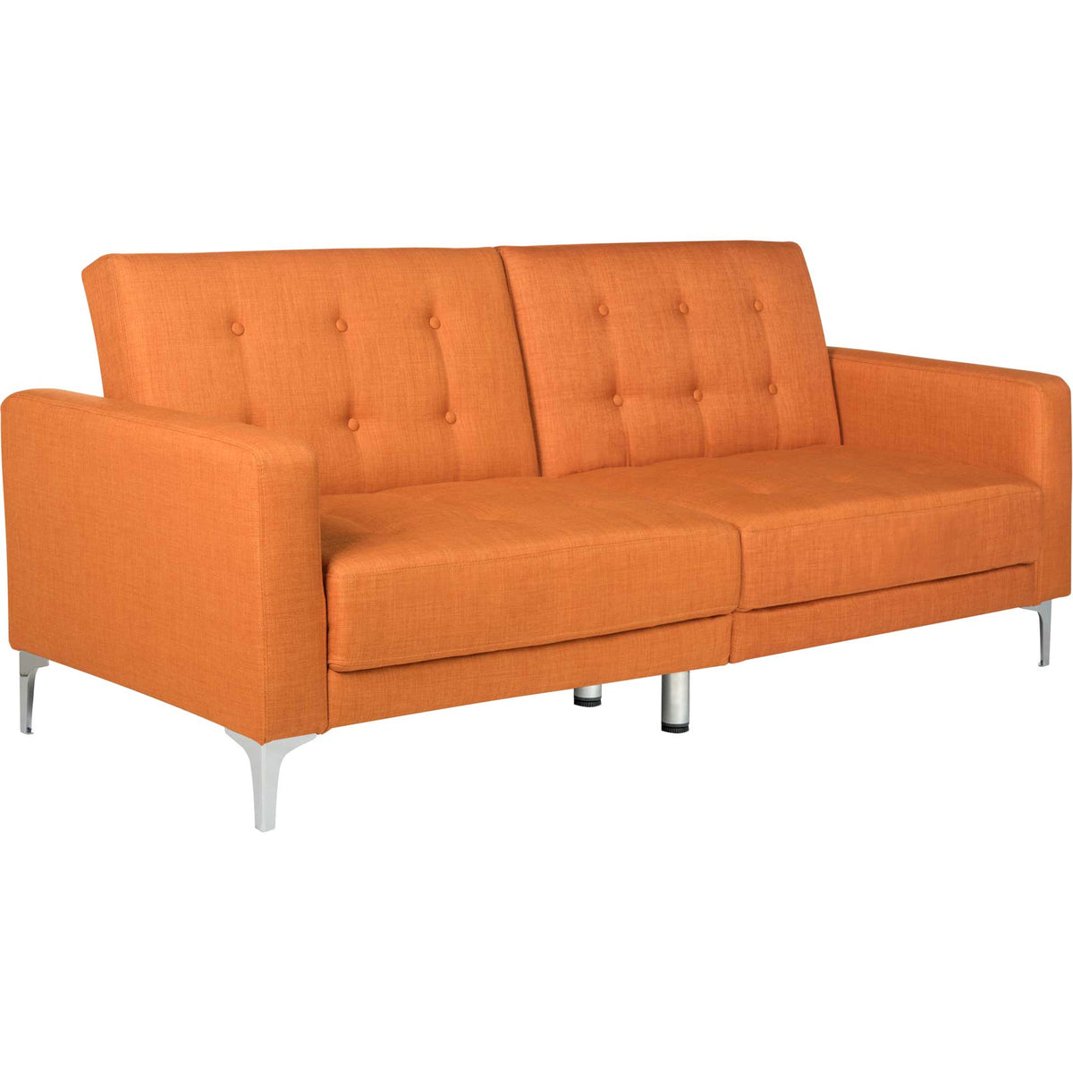 Vivid orange tufting and squared arms give this convertible sofa a bold modern look. || LVS2000A || front_angle_studio