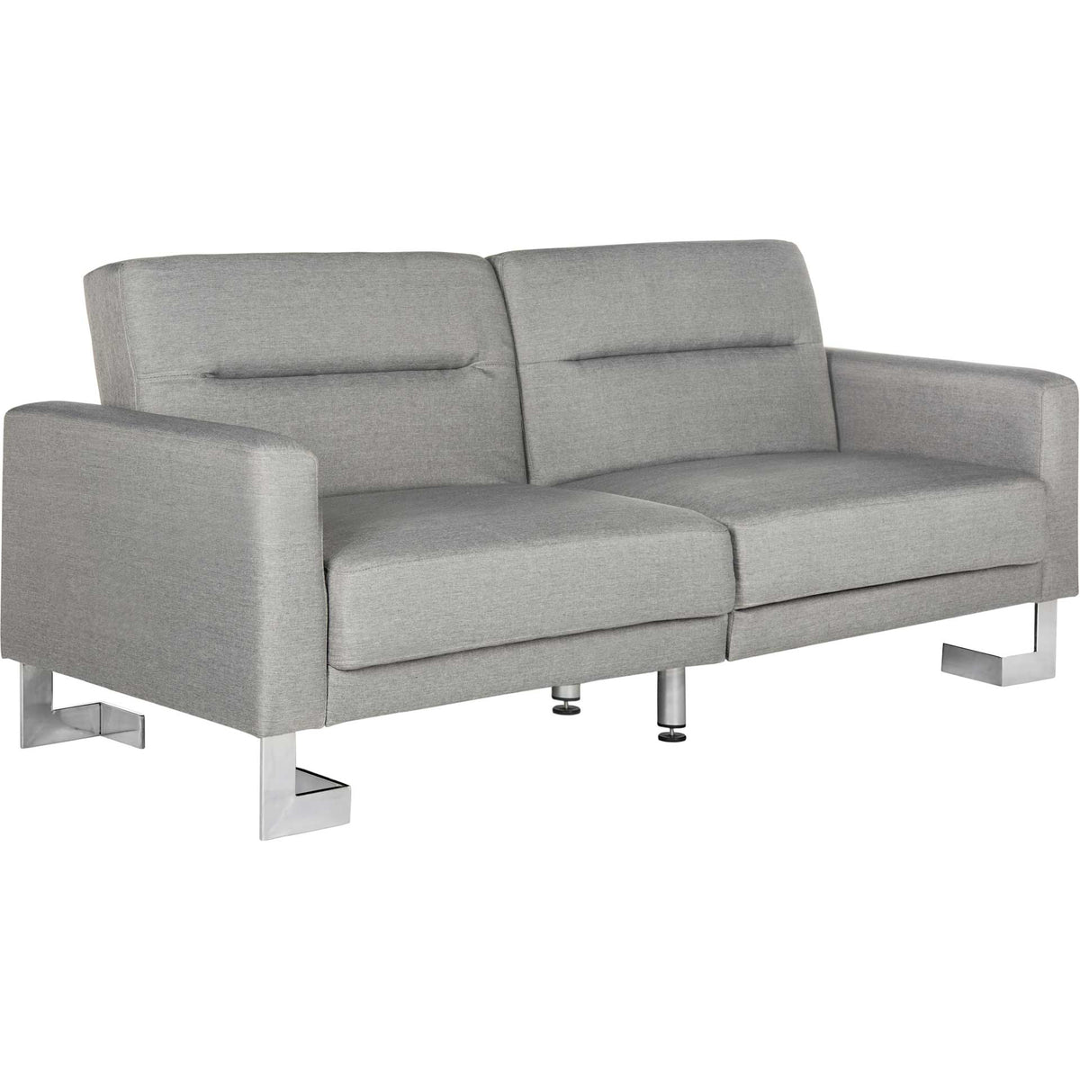 Textured gray upholstery and squared arms give this foldable sofa bed a crisp, modern profile. || LVS2001B || front_angle_studio