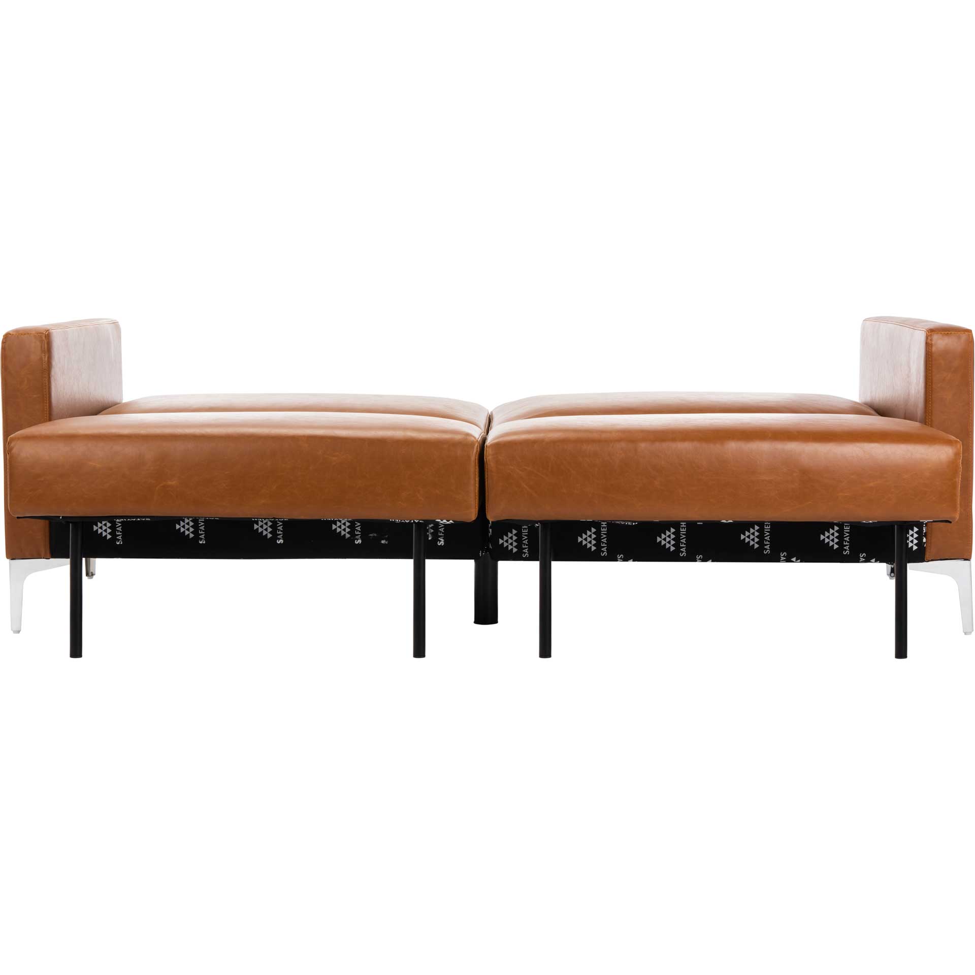 Charbel Foldable Futon Bed Cognac/Chrome