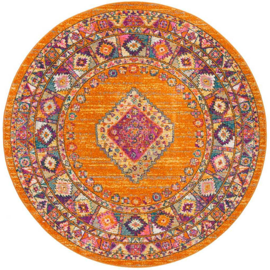 Madison Orange/Fuchsia Round Rug - Froy.com