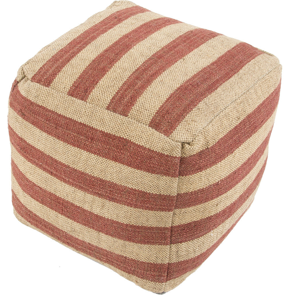 Mason Metal Beige/Red Pouf