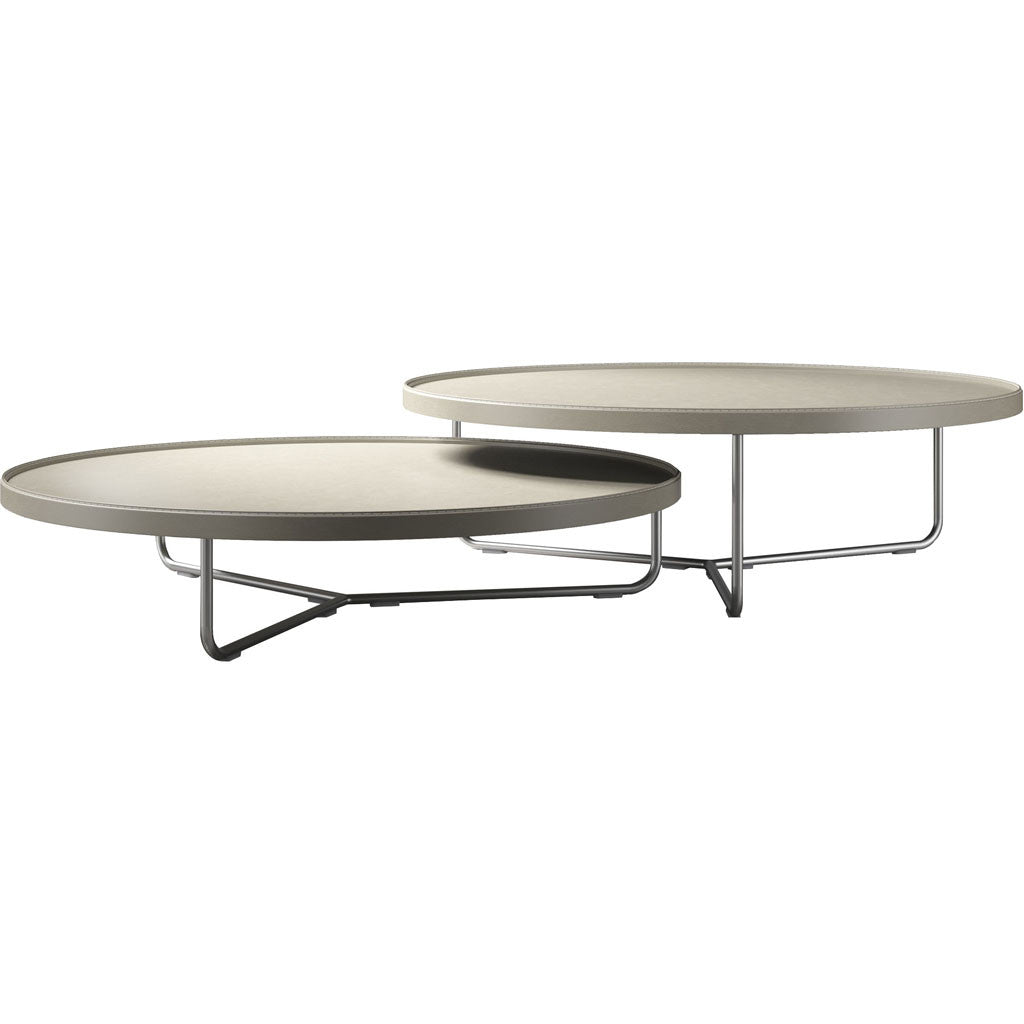 Adelphi Nesting Coffee Tables Beige Leather