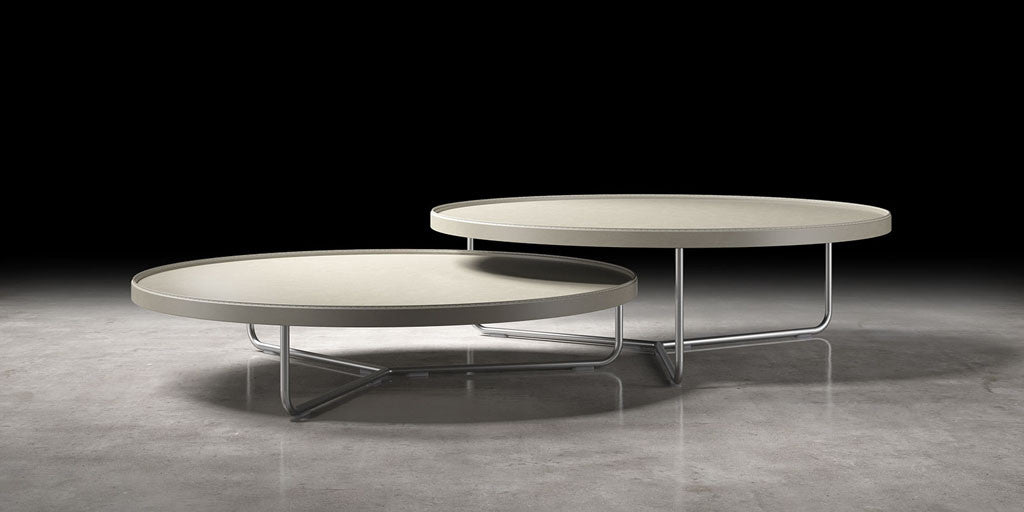 Adelphi Nesting Coffee Tables Beige Leather