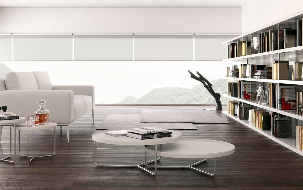 Adelphi Nesting Coffee Tables White Leather