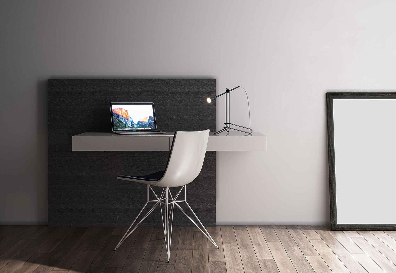 Walker Desk Steeple Gray/Gray Oak Back