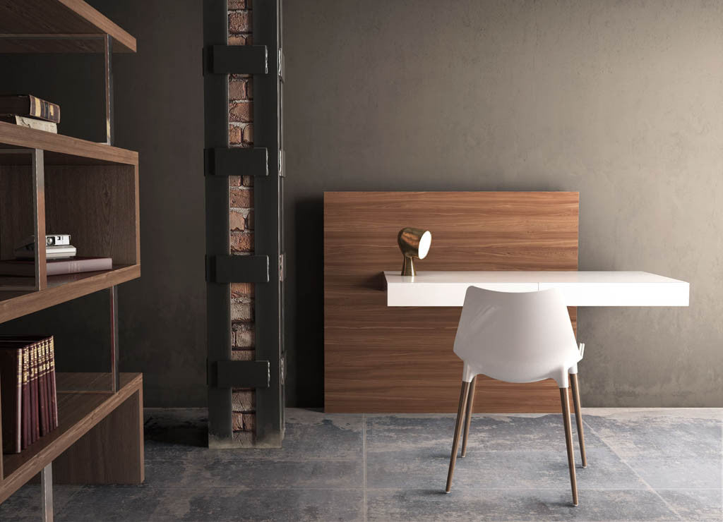 Walker Desk White Lacquer/Walnut Back