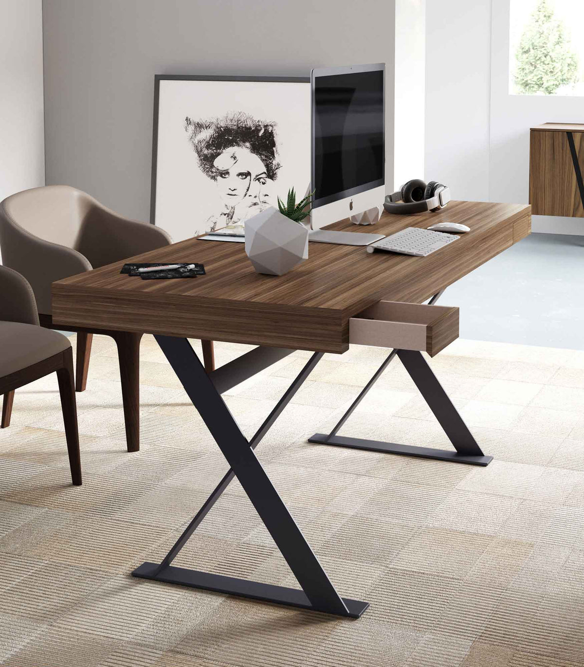 Barrow Desk Walnut/Asphalt