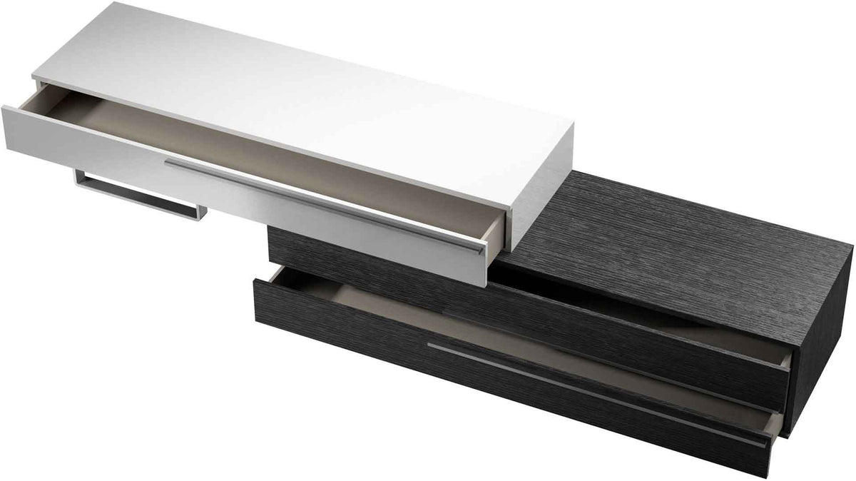 Gramercy Media Console White Lacquer/Gray Oak