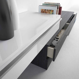 Gramercy Media Console White Lacquer/Gray Oak - Froy.com
