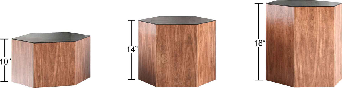 Centre Occasional Table Black Glass/Walnut