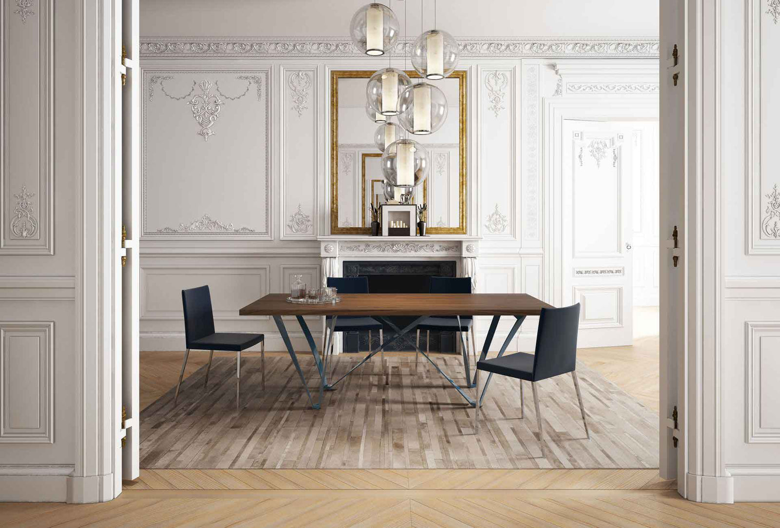 Genoa Dining Table Canaletto Walnut/Deep Ocean