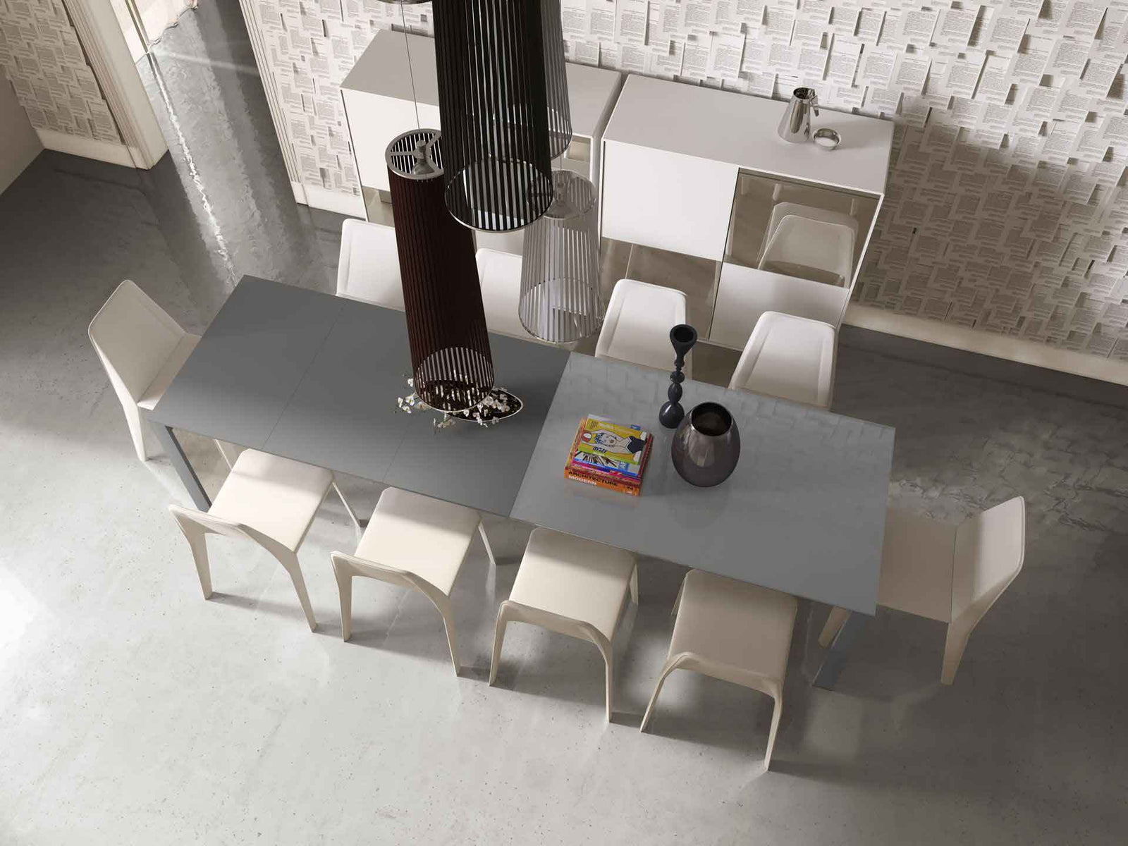 Napoli Dining Table Ashen Gray Glass/Ashen Gray