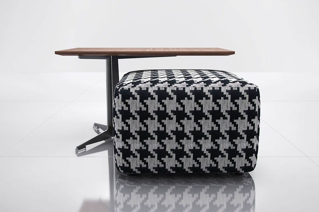 Hester Ottoman Black White Houndstooth