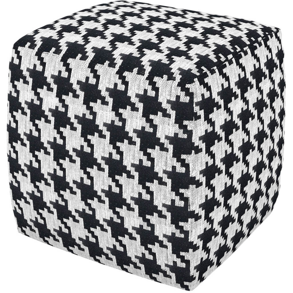Hester Pouf Black White Houndstooth