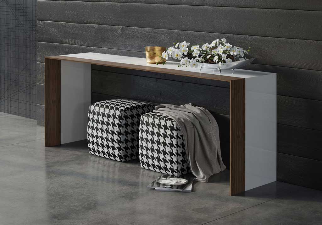 Hester Pouf Slate Houndstooth