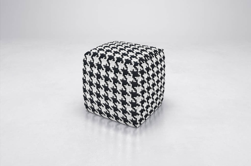 Hester Pouf Black White Houndstooth