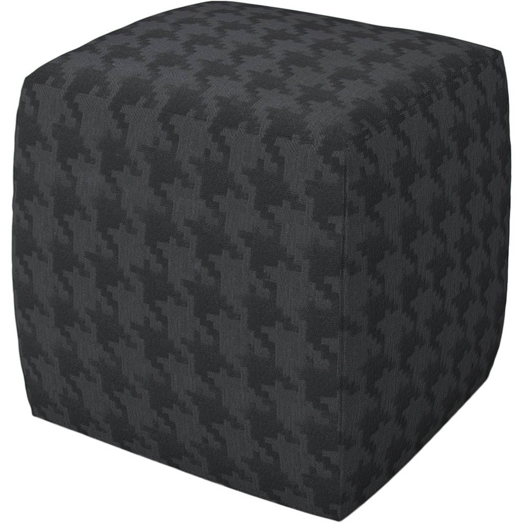 Hester Pouf Slate Houndstooth