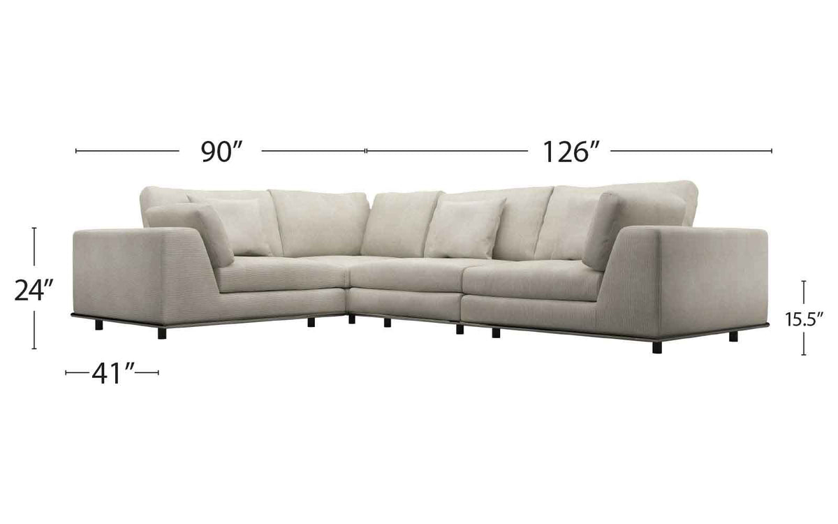 Perry Compact L-Corner Sofa Moonbeam